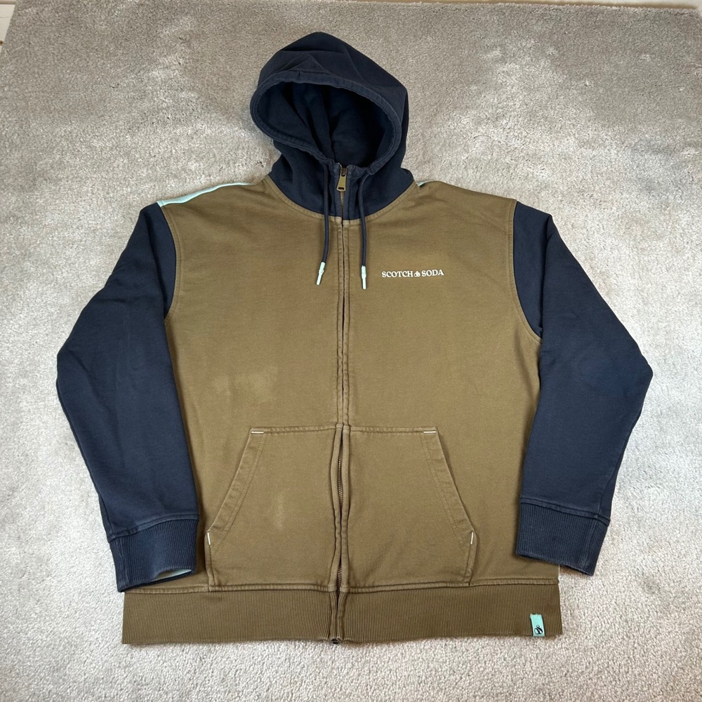 Scotch & Soda Full Zip Hoodie Men's‎ XL Olive Green Navy Colorblock Streetwear